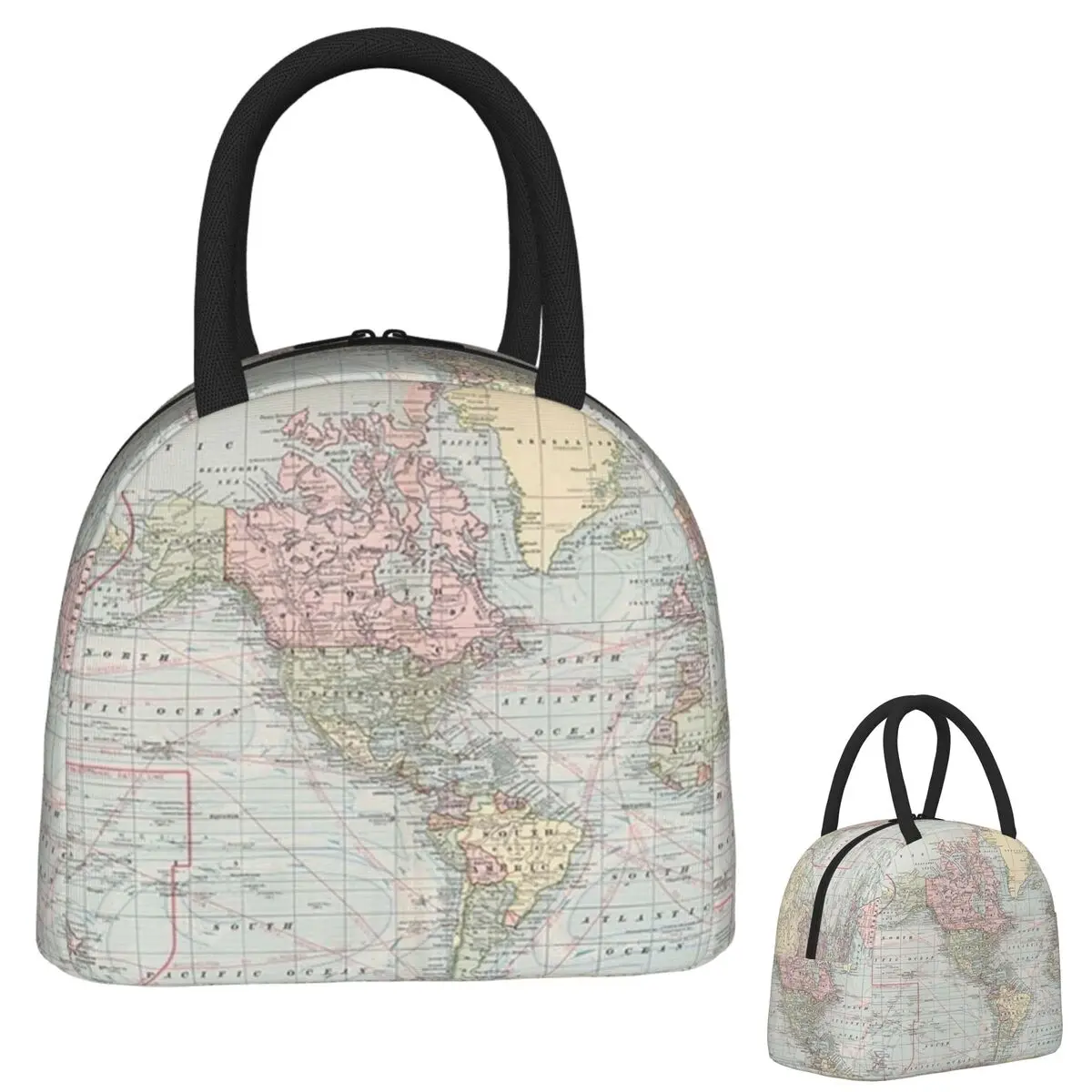 

Vintage World Map 1901 Insulated Lunch Bag for Women Kids Portable Food Boxes Thermal Lunch Box Tote