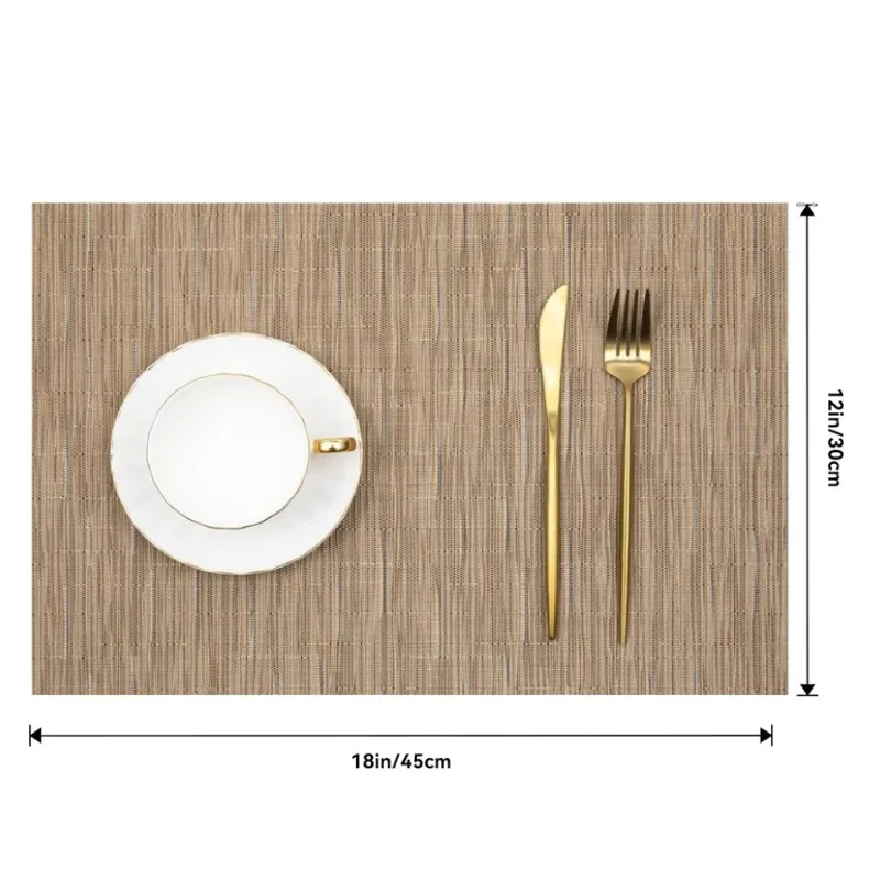 Khkai Heat-Resistant PVC Table Mats 1/4/6Pcs Set Anti-Skid Stain Washable Dining Place Mats for Kitchen Easy Cleaning Gift
