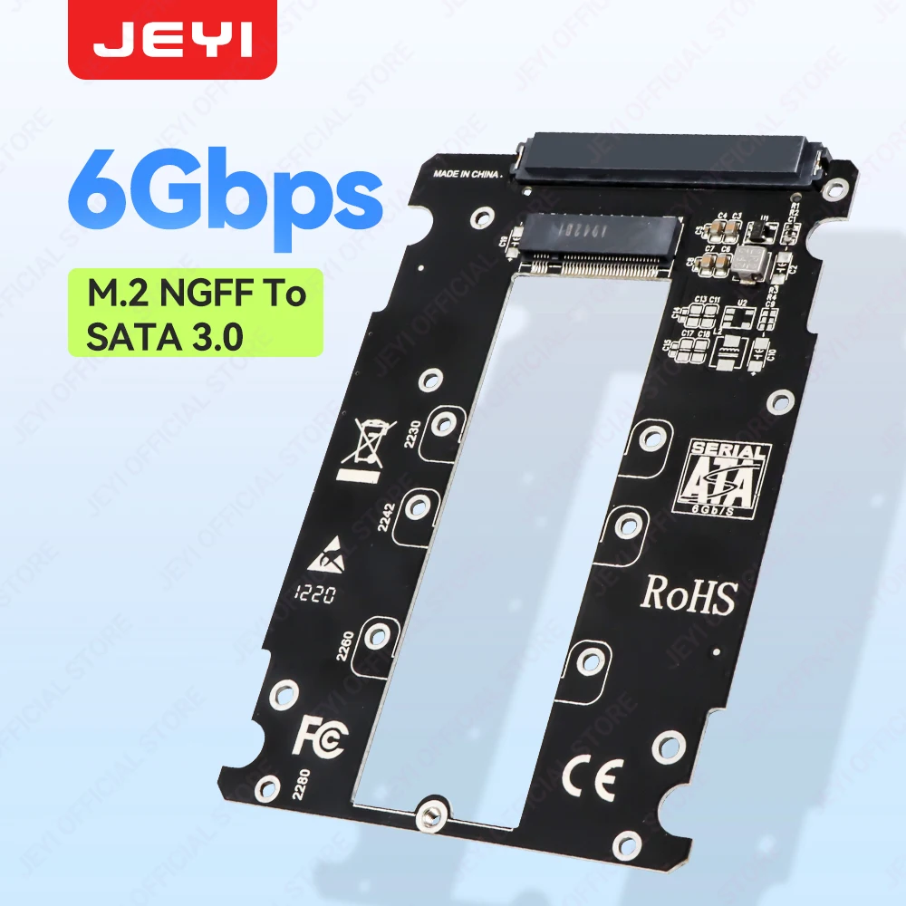 JEYI M.2 NGFF naar SATA 3.0 harde schijfbehuizing 6Gbps hoge snelheid ondersteunt tot 2TB draagbaar mobiel ondersteunt 2230/42/60/80 SSD