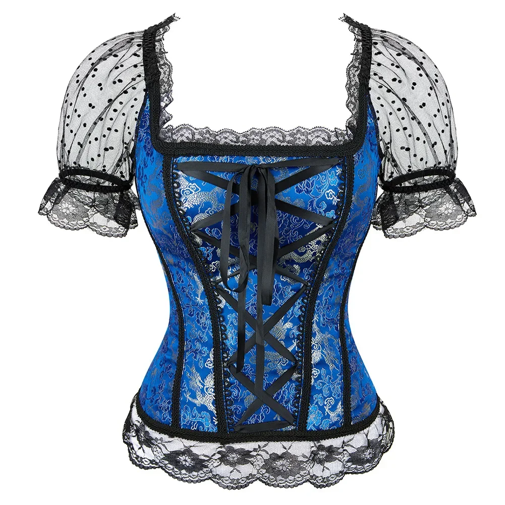 Sexy Women's Vintage Victorian Lace Up Bustier Corset Elegant Female Shapewear Retro Courtly Vest Costume images - 6