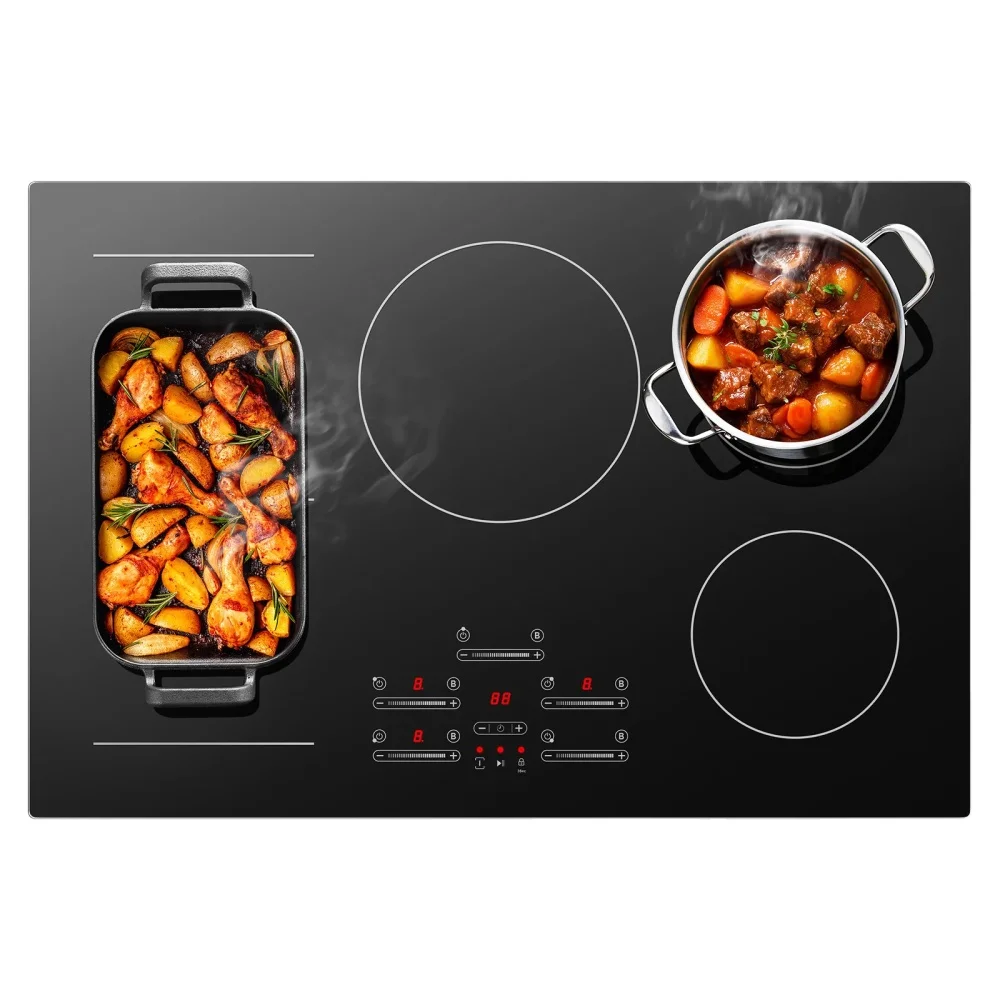 KICHPOWER 77cm Inbouw Inductiekookplaat, 9500W, 5 Flex Zones, Boost, Timer, Automatische uitschakeling - afbeelding 2