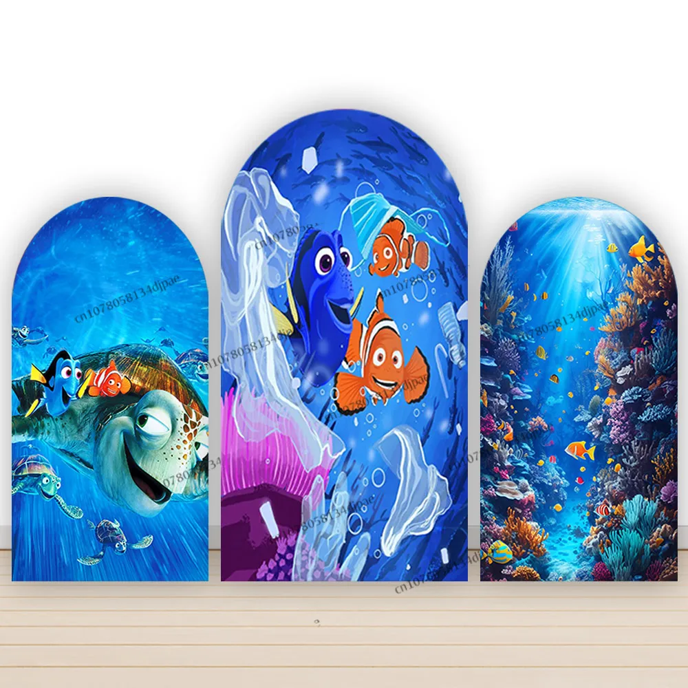 Finding Nemo Party Backdrop Arch Cover Boy Girls Deep Sea Birthday Background Decor Wall Shark Coral Sunlight Dory Marlin Banner