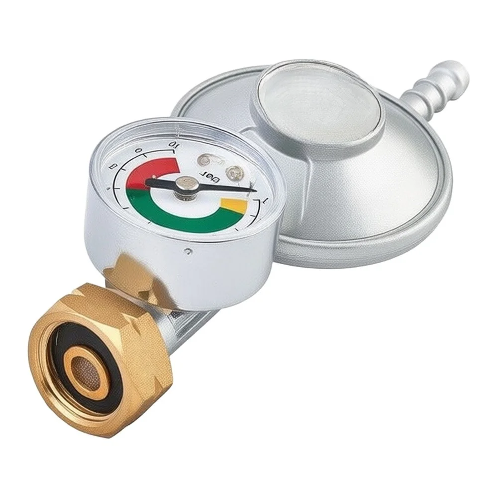 30 Mbar Low Pressure Reducing Valve With Gauge Zinc Alloy Copper For Gas System Lab Industrial Precise Control Heating Parts