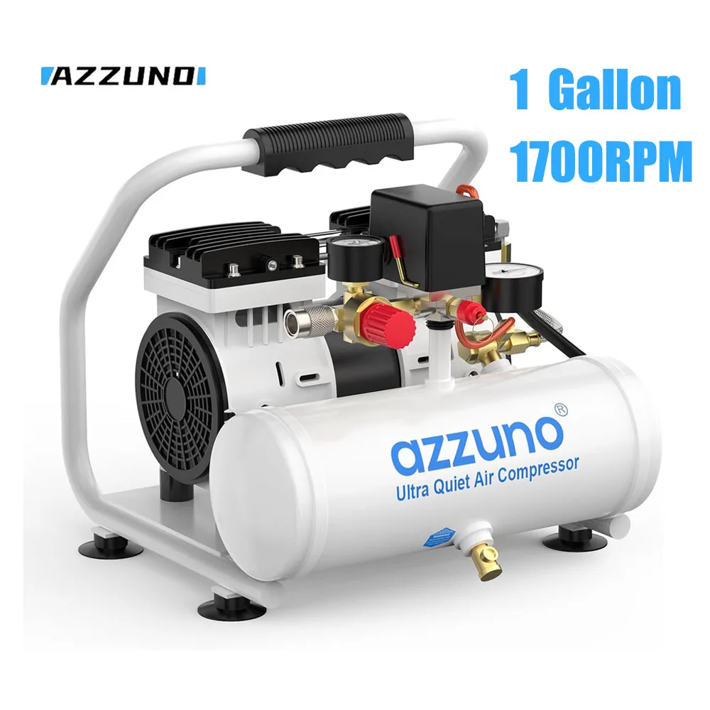Compresseur d'air Ultra silencieux de 1 gallon, 1700 tr/min, 120psi, 60 dB, pour réparation automobile, gonflage des pneus, peinture par pulvérisation