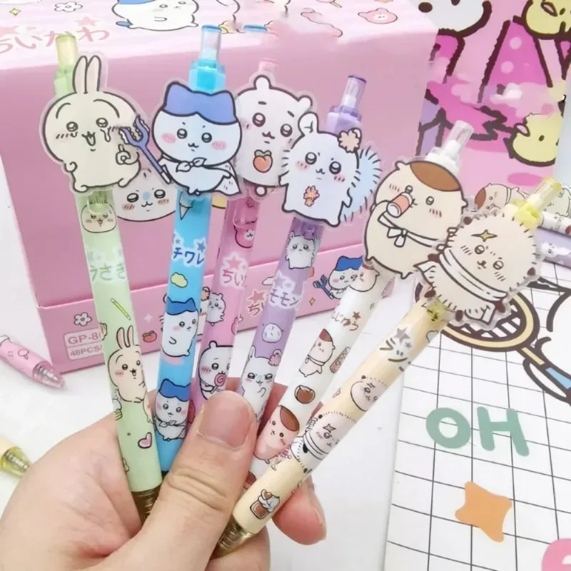 Kawaii Chiikawa Gel Pens 0.5mm Black Ink Cute Cartoon Press Pens Smooth Writing Ballpoint Pens School Office Stationery Kid Gift