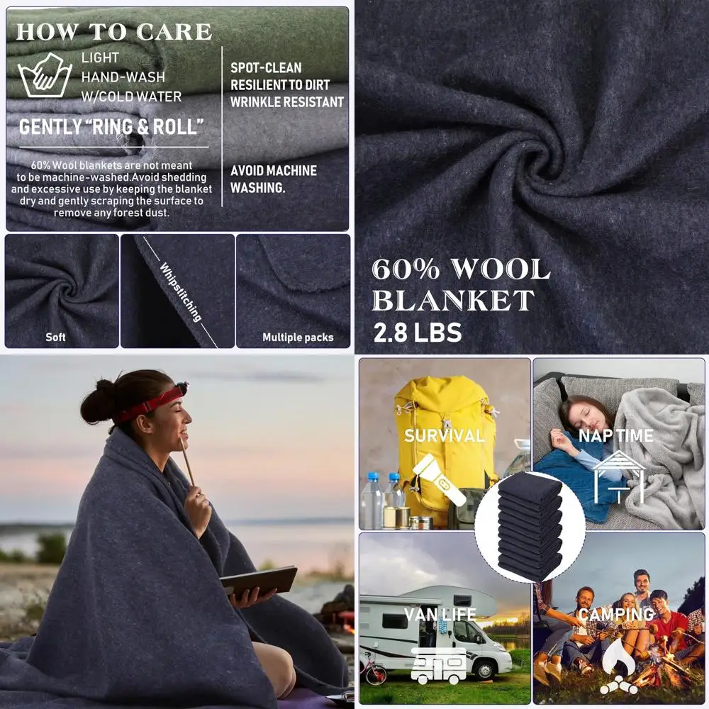 

6 Pcs First Aid Fire Retardant Blanket Military Blanket 60" x 80" Survival Blanket for Camping Emergency and Everyday Use Fire R