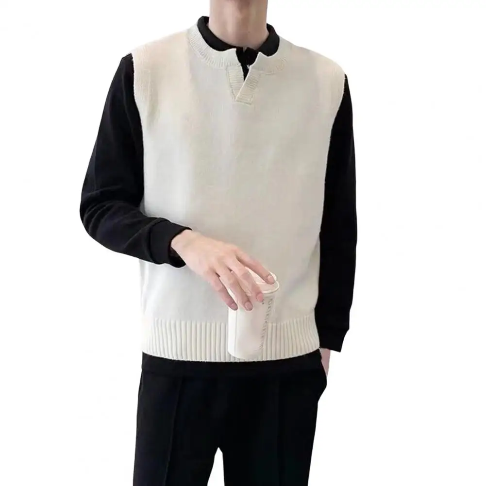 

Soft Stylish Anti-pilling Young Style Sweater Vest Knitting Spring Sweater Solid Color Daily Clothes