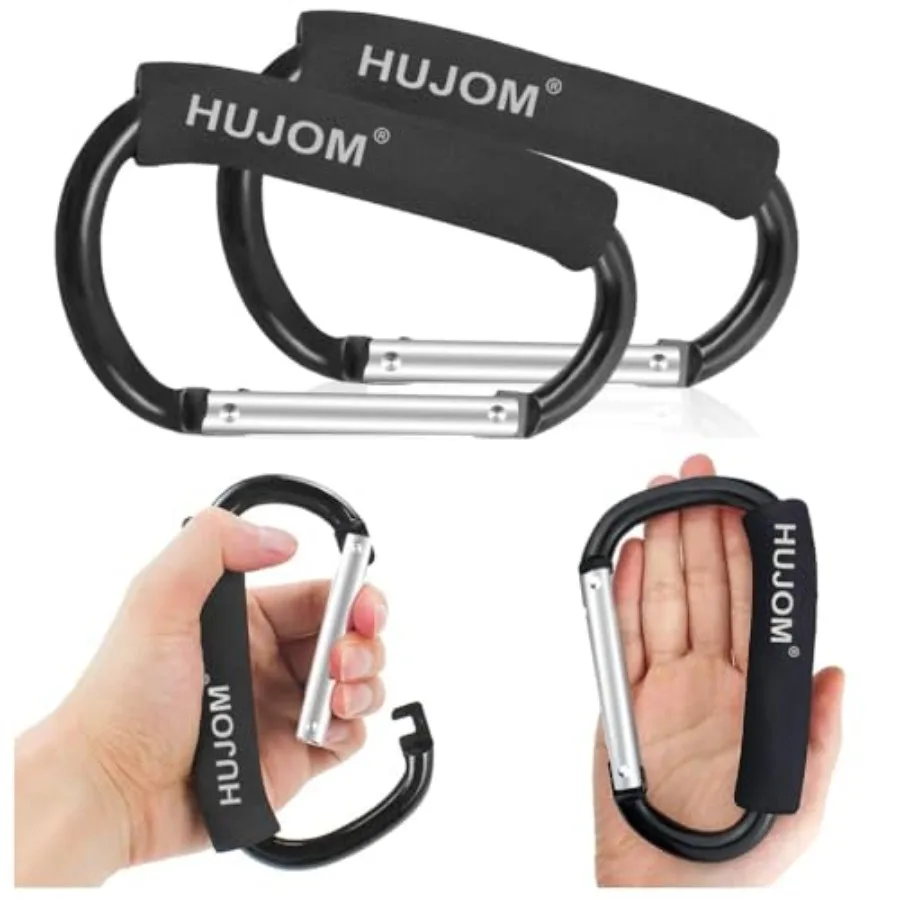 Stroller Hooks 2 Pcs Large Carabiner Clips for Hanging Diaper Bags, Purse Grocery, and Shopping Bags. Heavy Duty Universal Clim