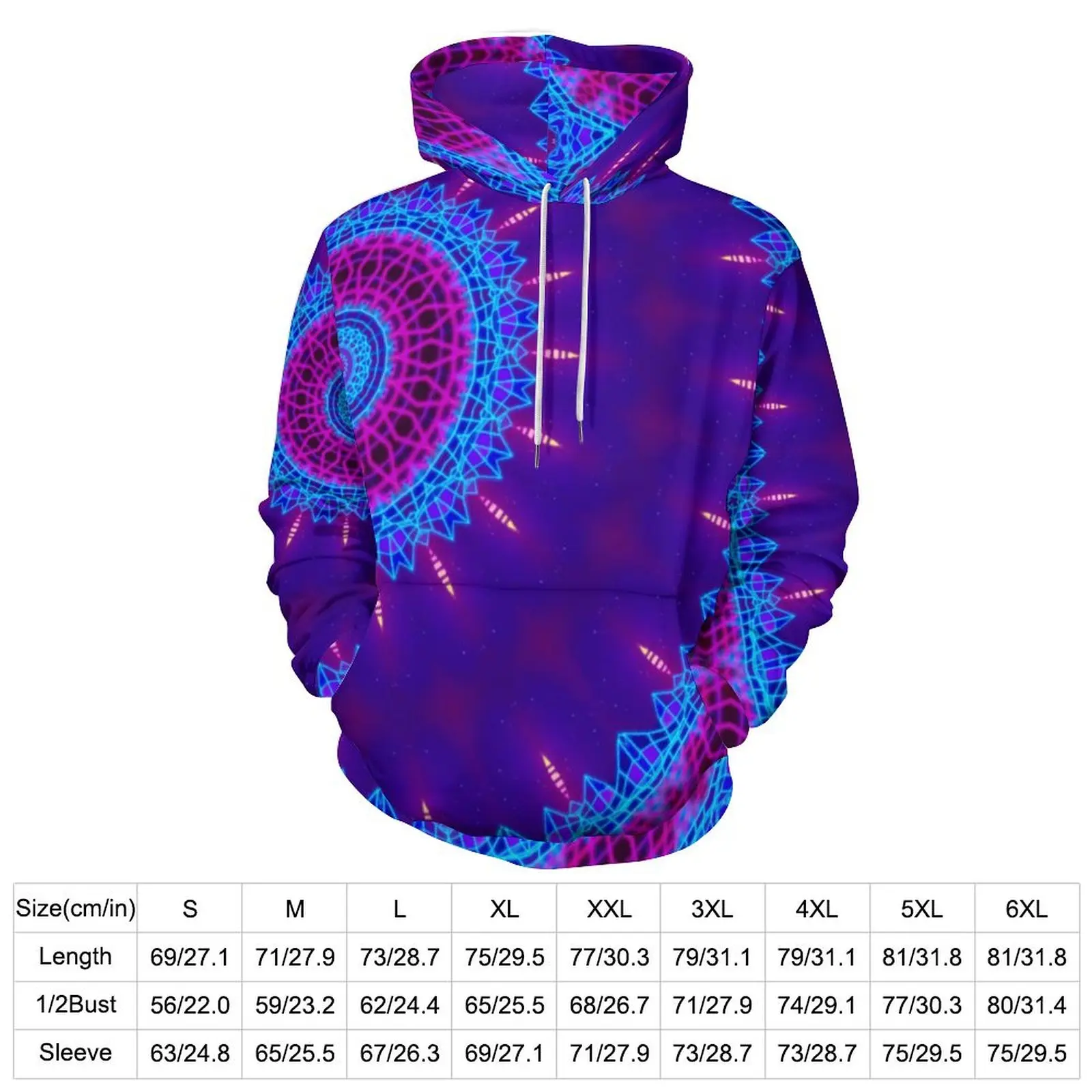 Tokyo Sunset Loose Hoodies Neon Rave Mandala Y2k Pullover Hoodie Couple Long Sleeve Oversize Street Wear Custom Sweatshirts