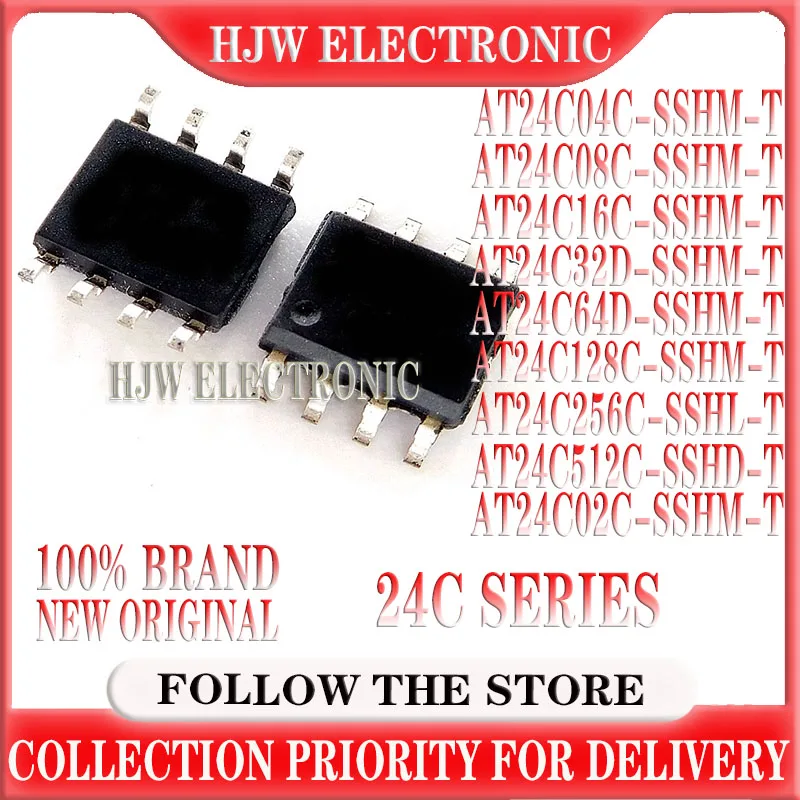 

10PCS AT24C02C-SSHM-T AT24C02/04/08/16/32/64/128/256/512 SOIC-8 AT24C128C-SSHM-T AT24C256C-SSHL-T AT24C02 24C02 SMD EEPROM IC