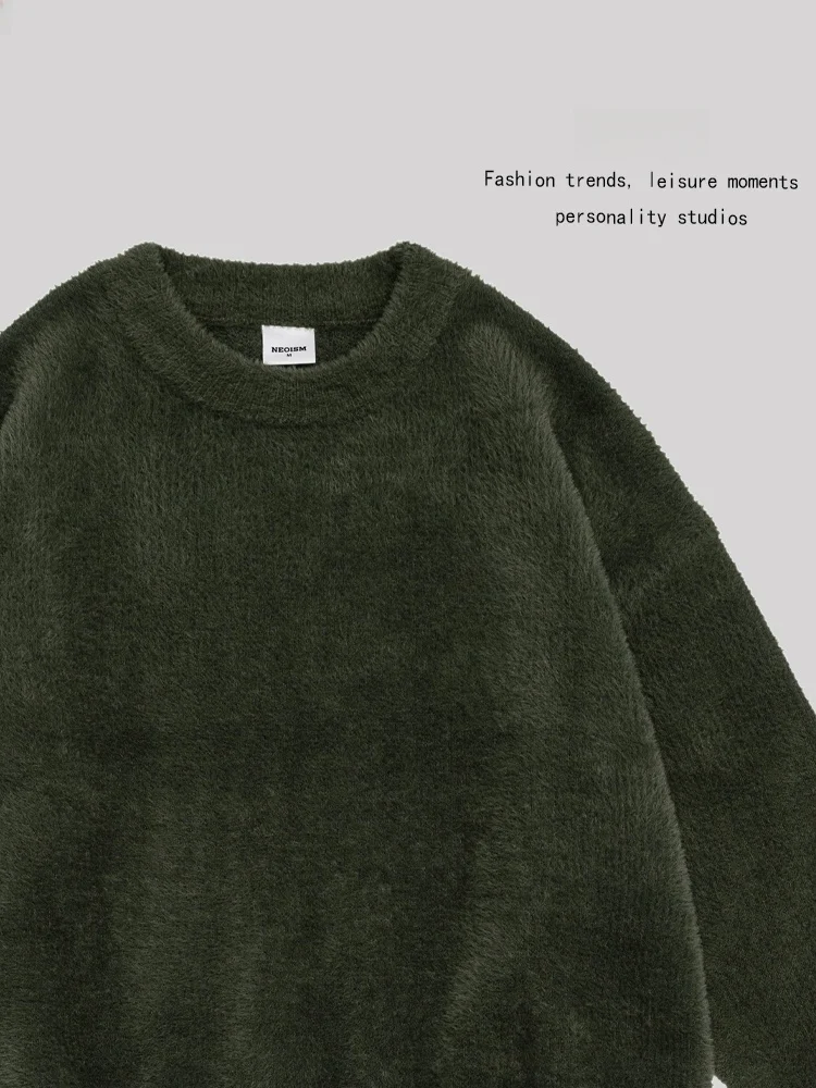 

Утепленный свитер ANXIE для осени и зимы, в стиле High Street, с круглым вырезом, пуловер для пар, из полиэфирного волокна