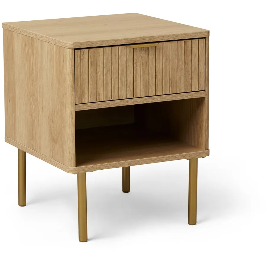 Moderner Nachttisch Mit 1 Schublade Und1 Öffnungs Regal Geripptes Design Haustür Sofa Beistell Tisch Nachttisch