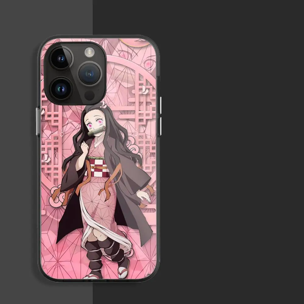 

D_demon S_slayer Phone Case xx Protective Back Cover Luxury Glass Phone Case for iPhone 15 Pro MAX 14 11 12 13Mini X XS XR 6 7 8