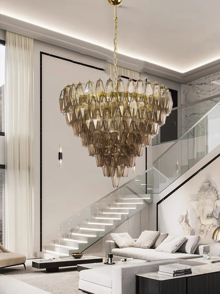 Postmodern Big Amber Glass Ceiling Chandelier Lighting Home Appliance Luxury Hanging Lamps Over
