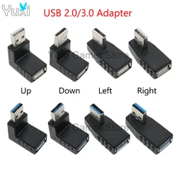 YuXi USB 2.0 3.0 Adapter 90 Degrees Male to Female Coupler Plug Left Right Up Down Angled USB Adapter Connector