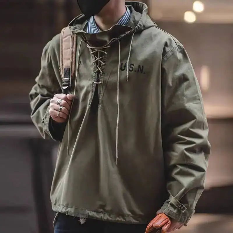 

Windbreak Retro Men's Jacket Trench Coat For Harsh Weather Casual Military Sweatshirt & Work Outerwear