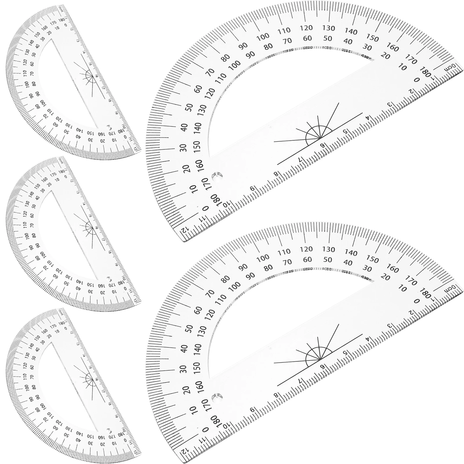 

5pcs Protractors Plastic Transparent 180 Degrees Half Circle for Student Math Geometry Lesson Stationery Tools