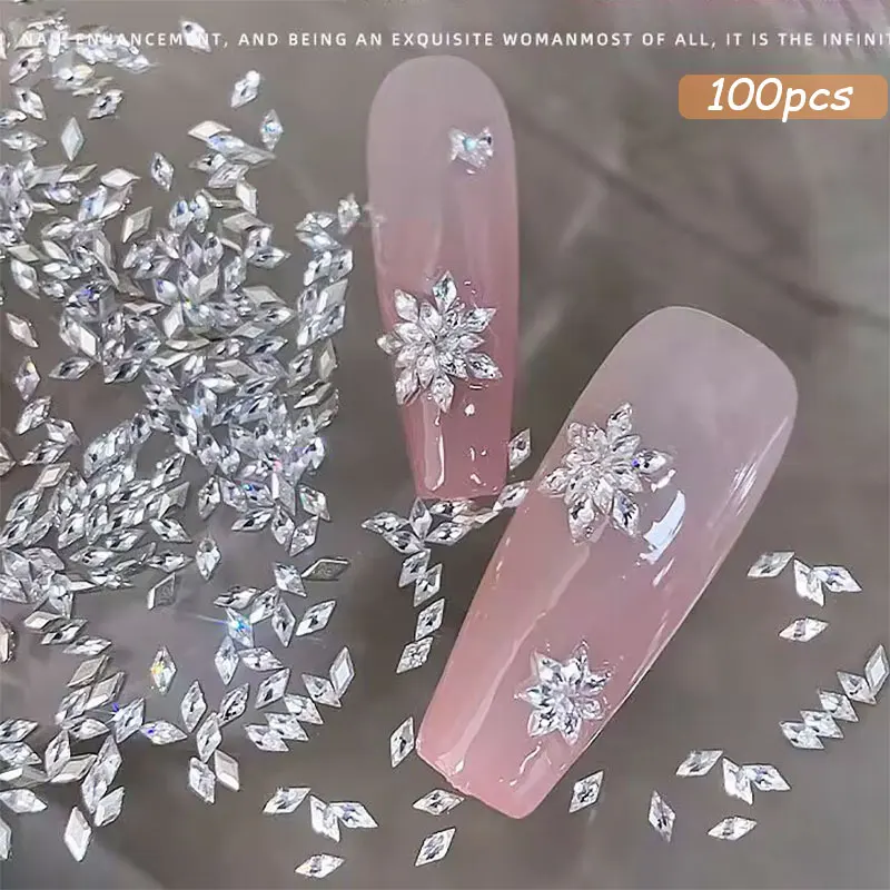 100 pièces brillant Zircon strass breloques pour ongles 1.5*3mm Mini ongles rhombiques pierres précieuses Flatback Nail Art artisanat diamants 2030