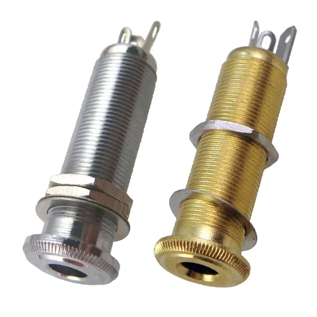 6.35mm Guitar Pickup Output Jack Socket Brass Cylinder Connector for Bass Combo Amplifier Electric Guitar