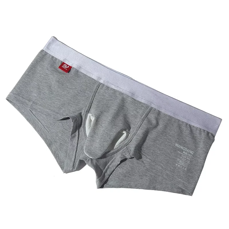 Men's Sexy Elephant Nose Boxer Briefs Penis Bulge Separate Pouch Boxy Underwear Solid Color Gays Erotic Penis Sleeves Underpants
