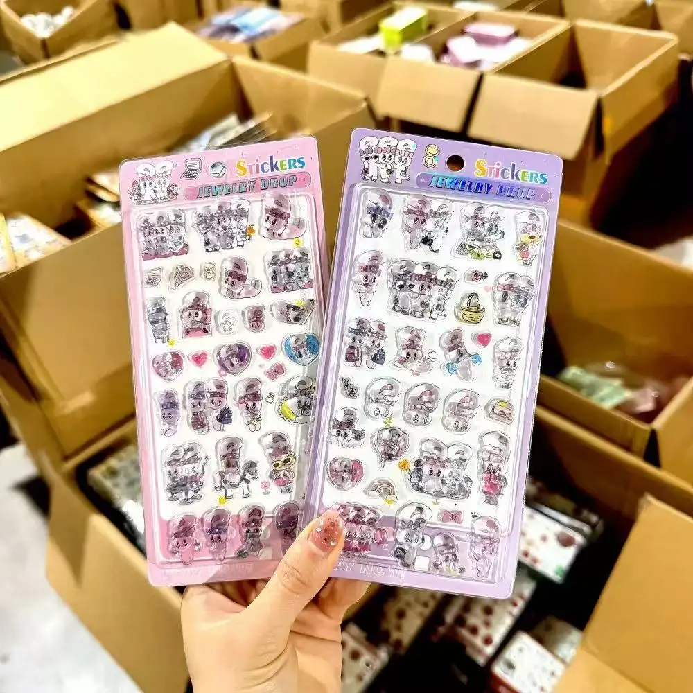 

2Pcs Kawaii Esther Bunny Pink 3D Three-Dimensional Relief Sticker Creativity Student Handmade Decoration Cartoon Diy Boy Toy