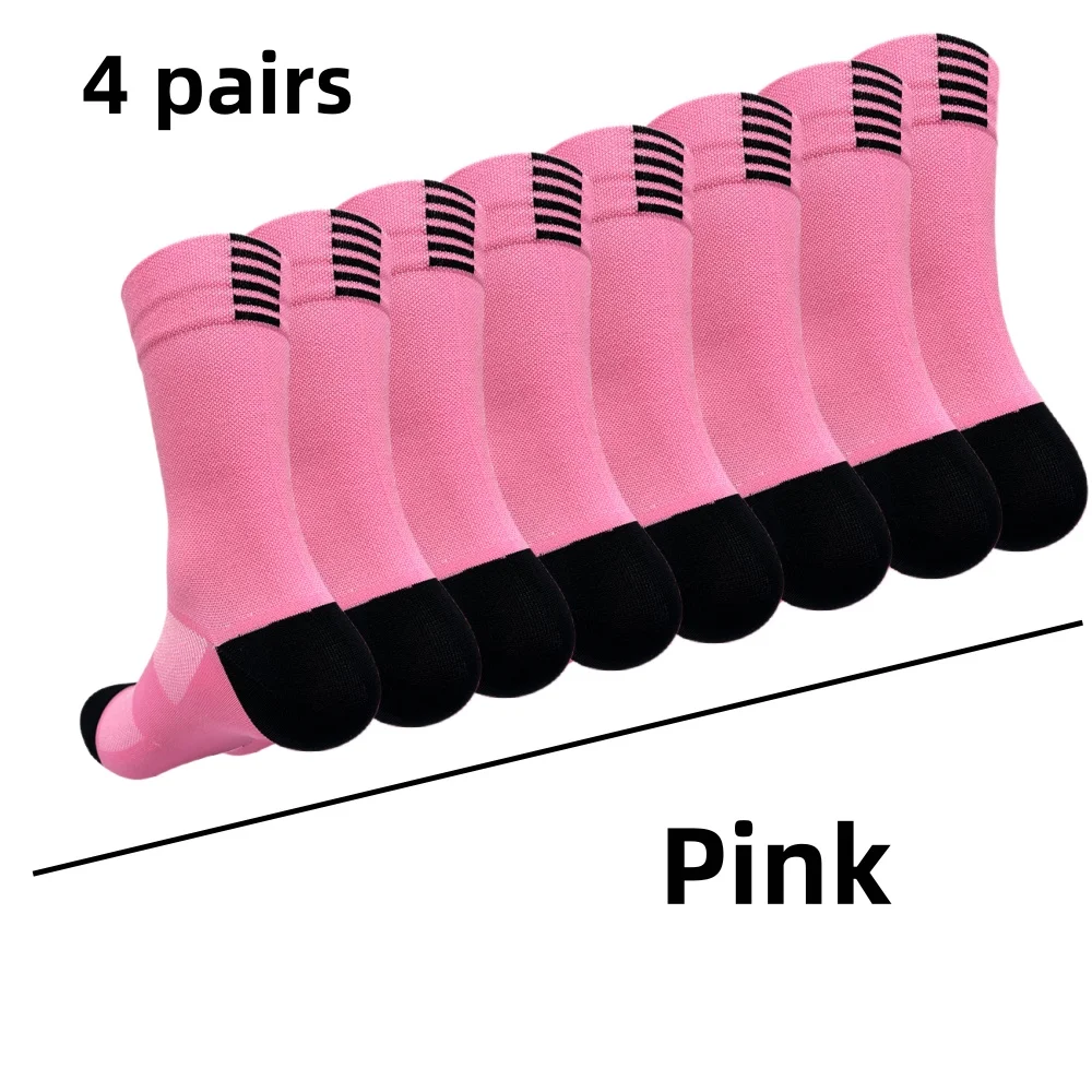4 Paar Fahrradsocken zum Laufen, schnell trocknend, mittlerer Zylinder, für Männer und Frauen, Sport, Fitness im Schlauch