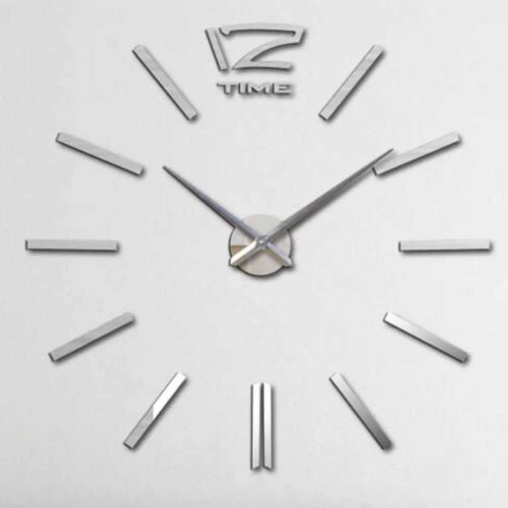 

Modern Large 3D Frameless Mirror Wall Clock DIY Clock for Bedroom Living Room Home Decoration Silver Wall Watch