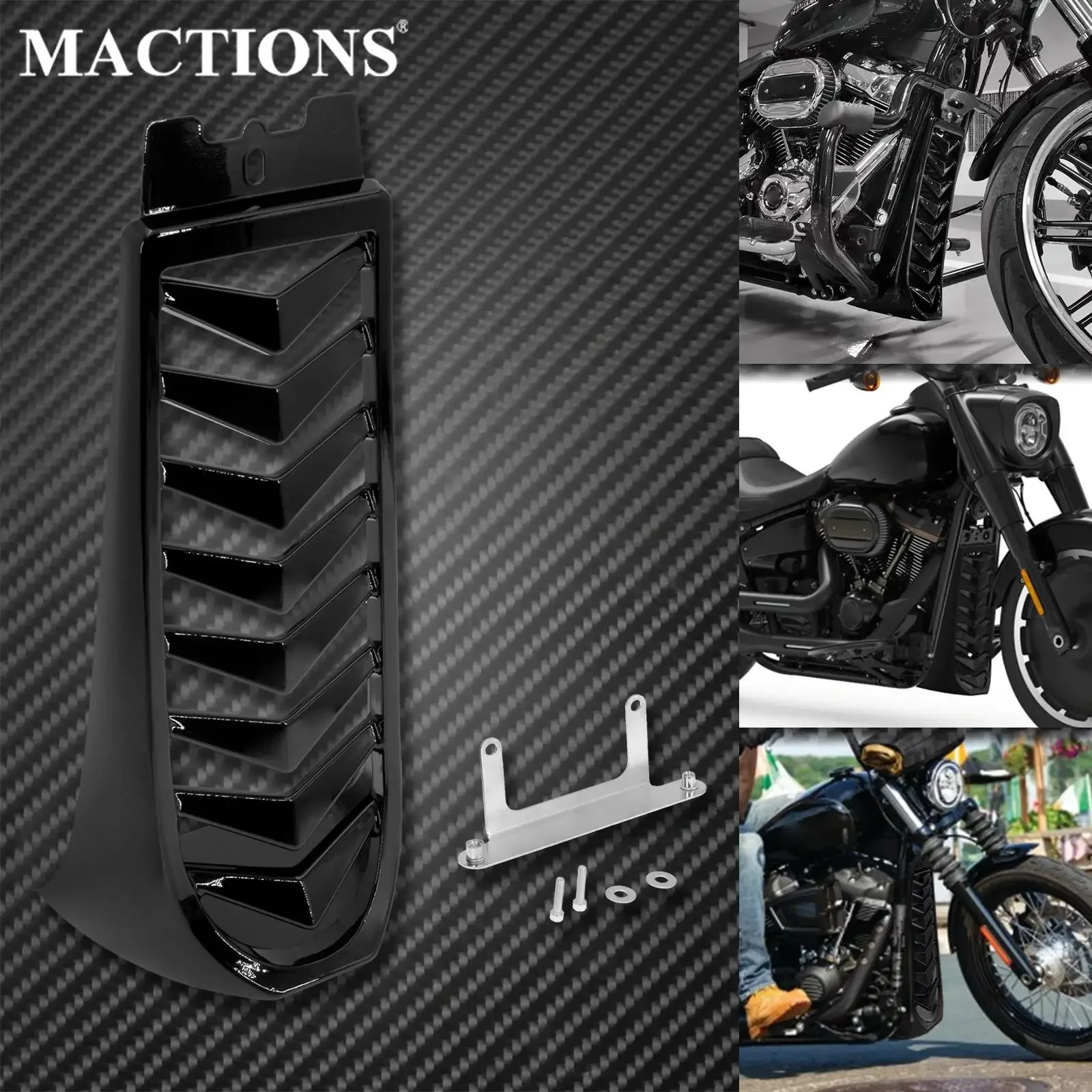 Przednia dolna osłona chłodnicy motocykla podbródek owiewka Spoiler czarny dla Harley Softail Street Bob Breakout Fat Bob FXBR 2018-2023