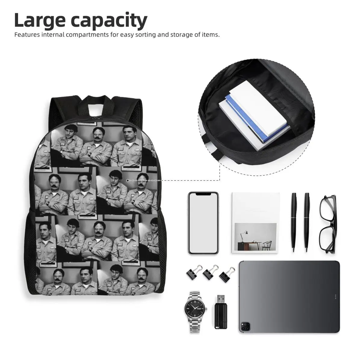 Jim, Dwight And Michael At Utica The Office Dunder Mifflin Paper Company Backpack BookBag School Bag Laptop Shoulder Bags