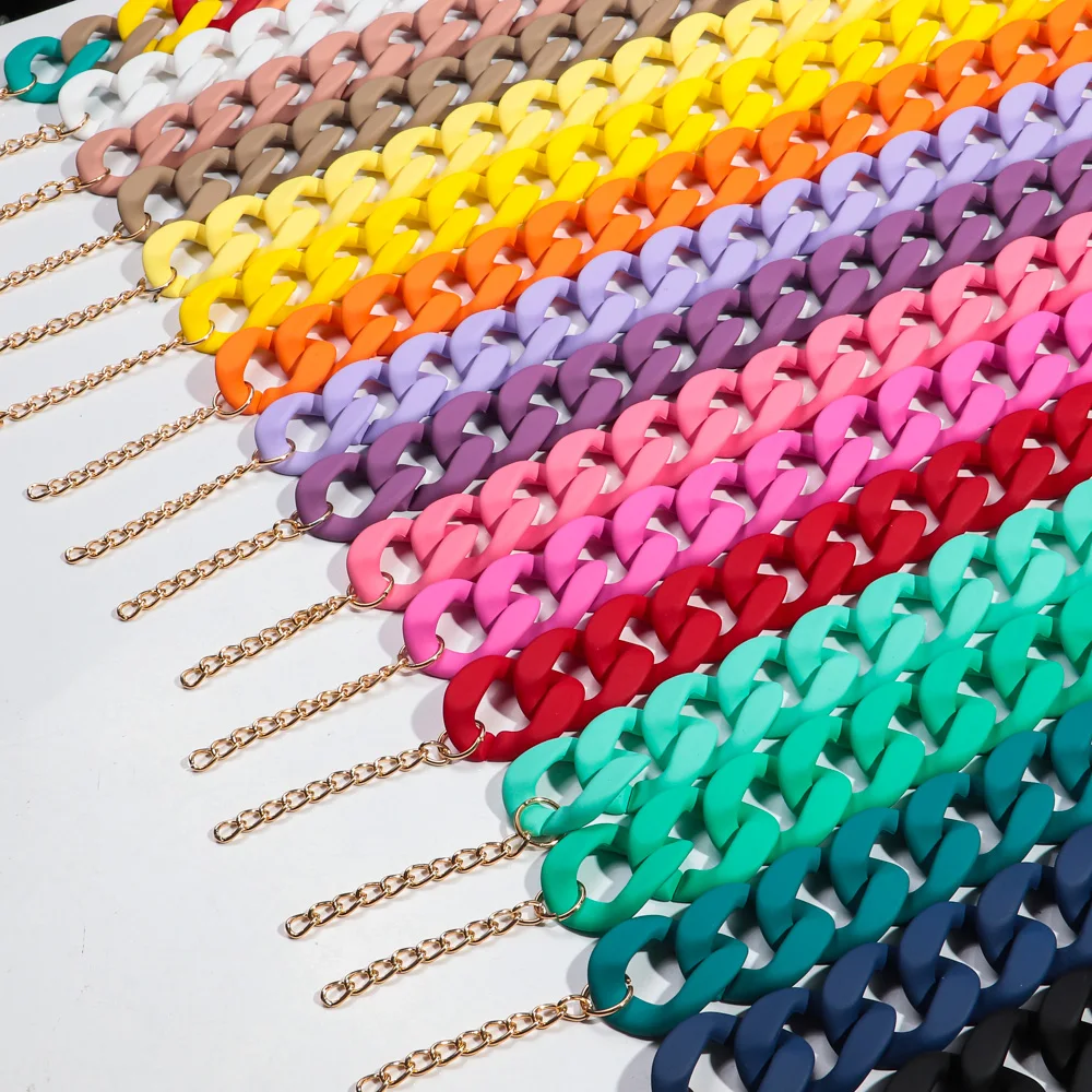 Neue Bunte Matte Acryl Breite Kette Choker Halsketten für Frauen Aussage Böhmischen Harz Chunky Kragen Halskette Mode Schmuck – Detail 13