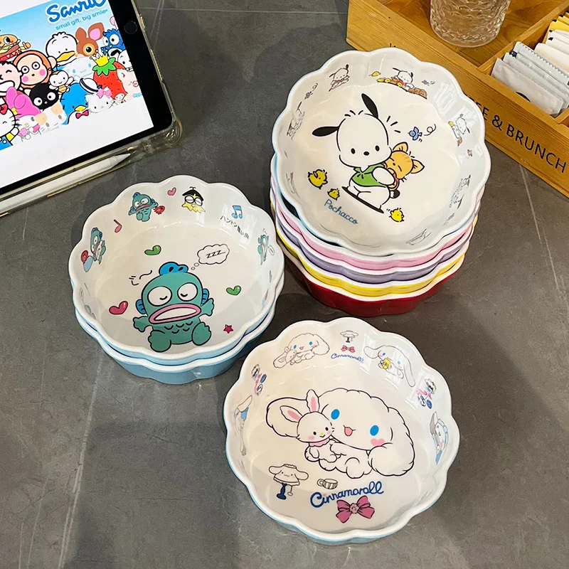 

Kawaii Sanrio Anime Bowl Cute Hello Kittys Kuromi Pochacco Cartoon Ins Fall prevention No Smell wear resistant Gifts for Girls