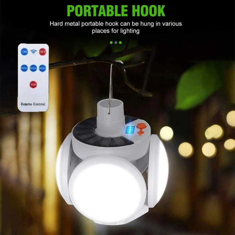 Outdoor Solar-Campinglampe mit Fernbedienung, LED-Taschenlampe, USB-Aufladbar, Notfallbeleuchtung, Tragbare Suchscheinwerfer, Großartige Laterne