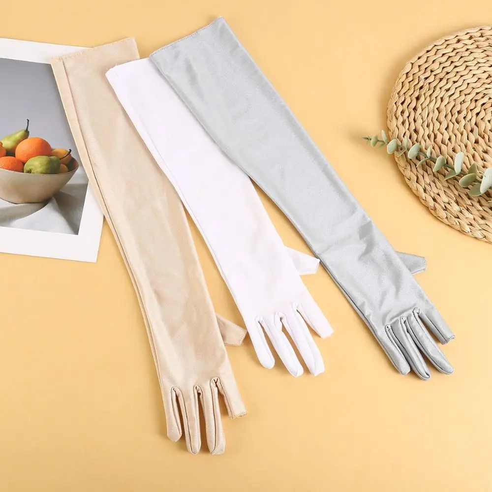 Anti-UV Ice Silk Sleeves Gloves Sun Protection Long-sleeved Glove Sunscreen Sleeve Arm Covers UV Insulation Cycling Gloves