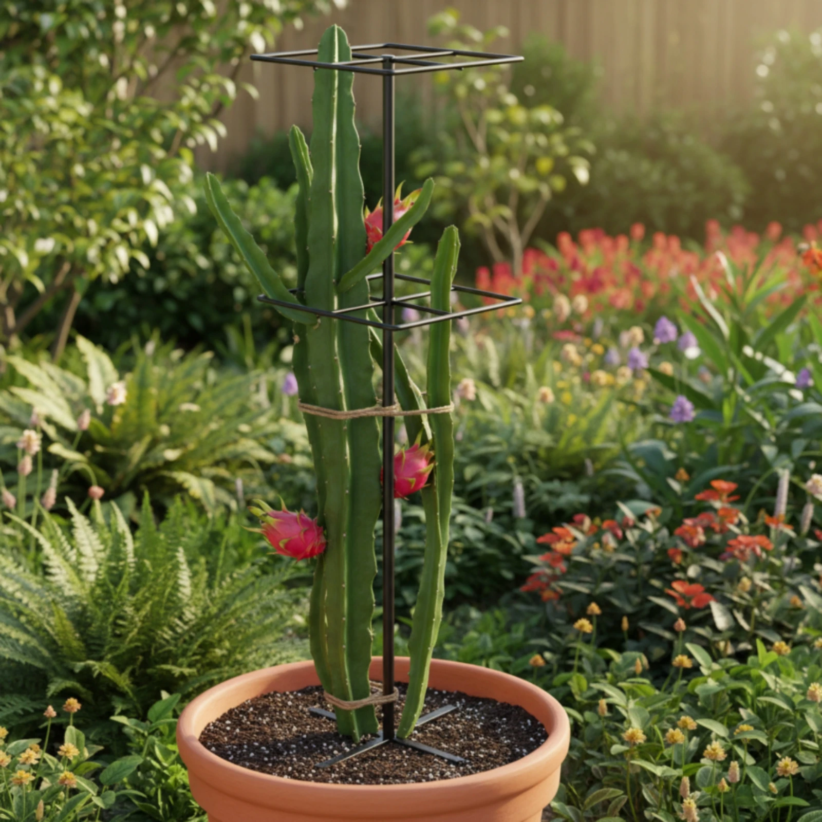 Climbing Plant Support with Lattice Top Freestanding Garden Trellis Stand Metal Plant Structure Stable Long-Lasting