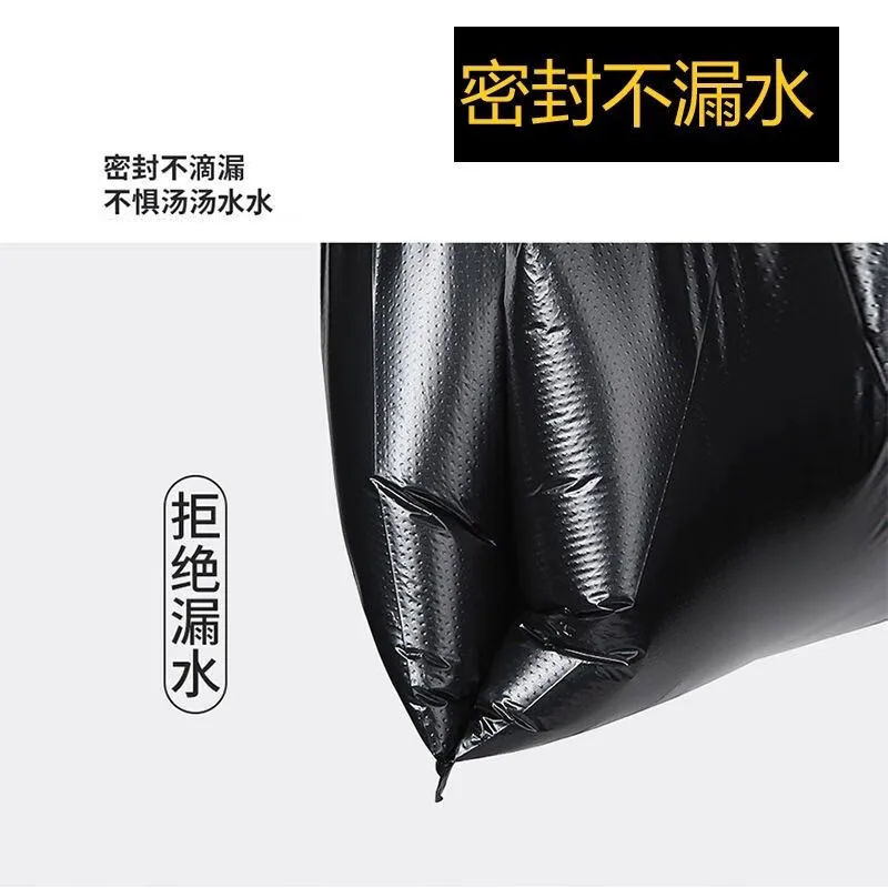 Home Black Plastic Bag 100/200 pcs Handle Recycling Garbage Detach Trash Can Large Capacity Mart Kitchen garbage bags 32*52cm