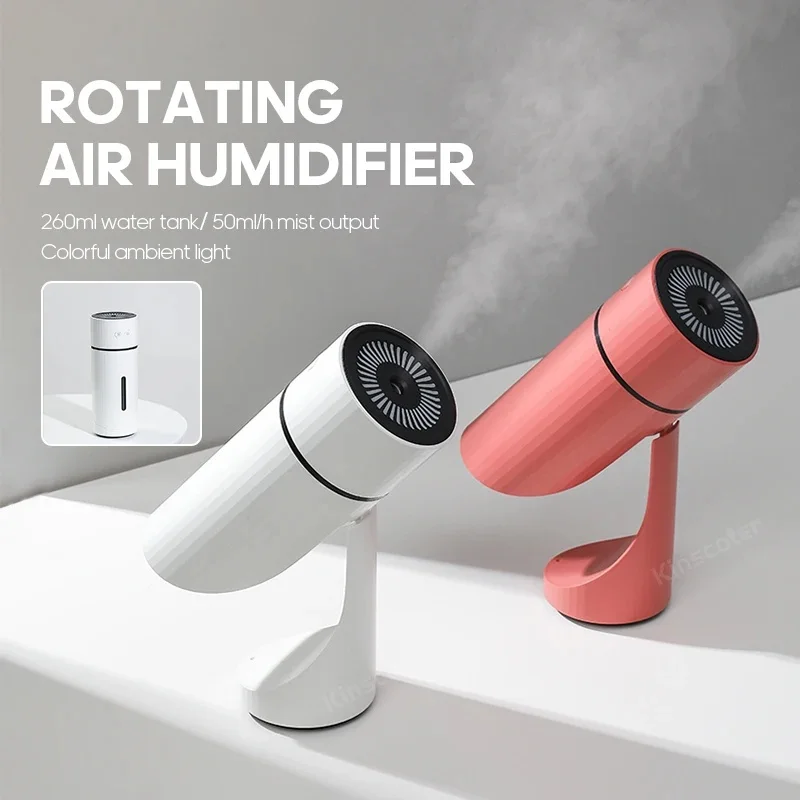 NestWare 260ML Wireless Air Humidifier USB Aromatherapy Diffuser 1000mAh Rechargeable Ultrasonic Cool Mist Maker Quiet Fogger
