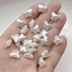 50 pieces of beige butterfly beads suitable for making jewelry, hair accessories, bracelets, party and home decoration beads