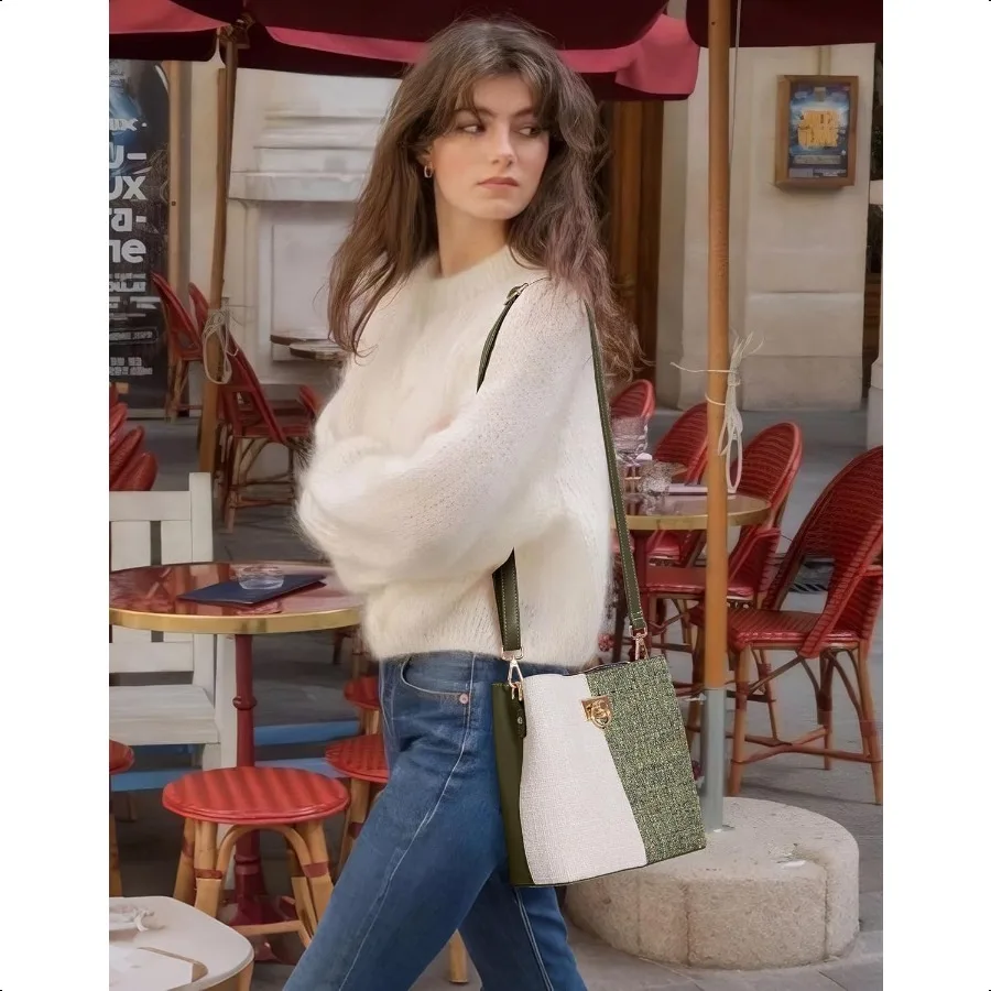 محافظ كلايدي كروس للنساء من الجلد النباتي حقيبة دلو عصرية للسيدات حقيبة يد كروس محفظة كتف مع جيوب متعددة