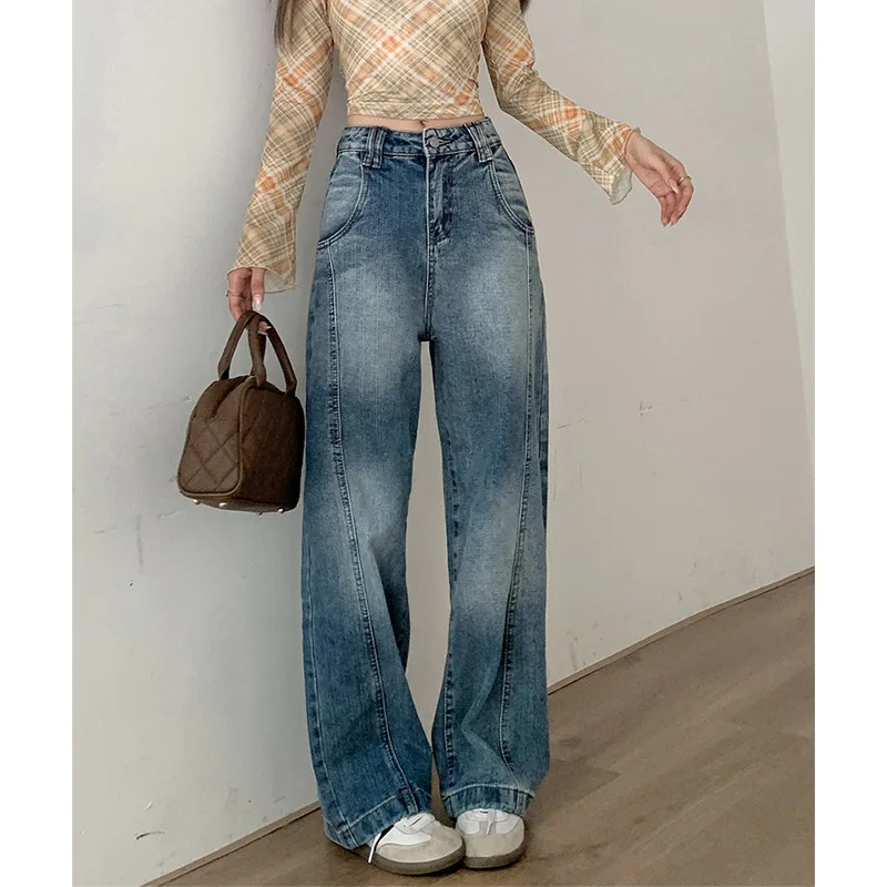 Vintage Wide Leg Jeans Women High Waist Baggy Denim Pants Loose Fit Straight Leg Trousers