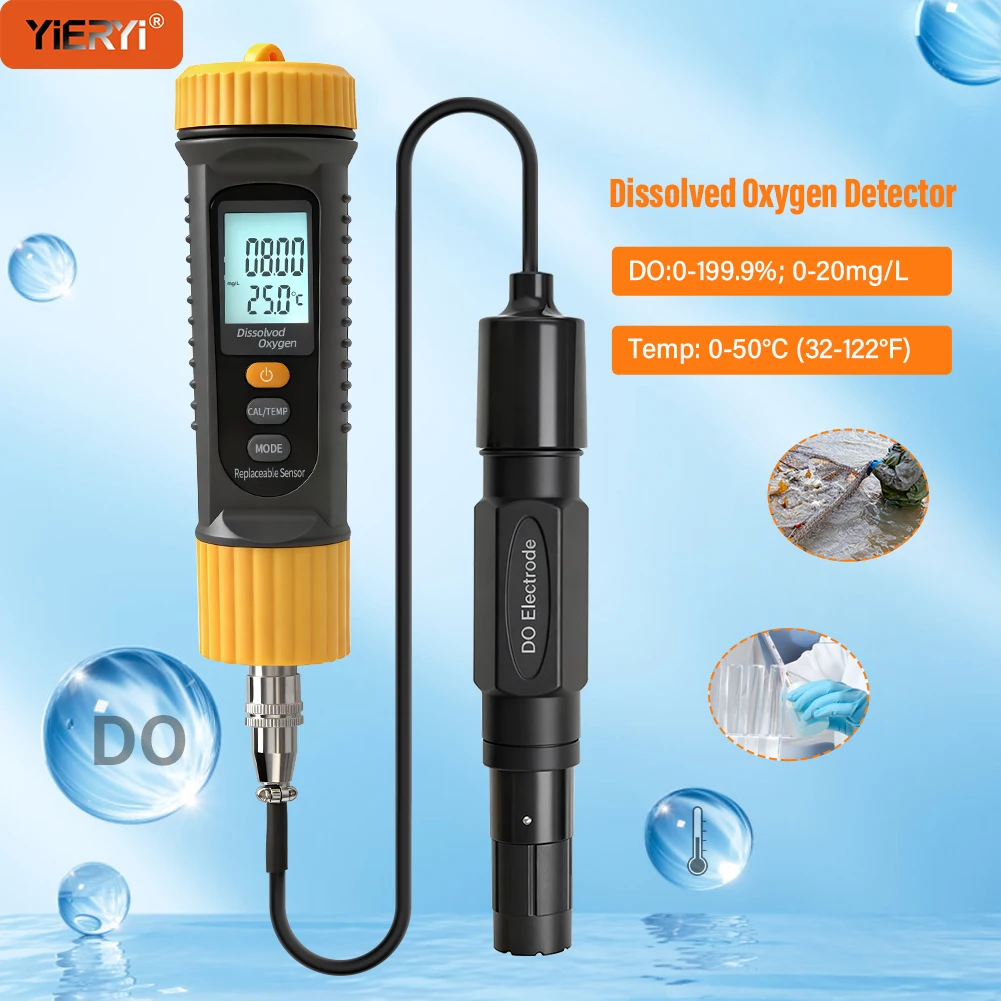 

Портативный измеритель растворенного кислорода DO-тестер со сменным зондом ATC 0-20 мг/л, анализатор качества воды для аквакультуры, гидропоники