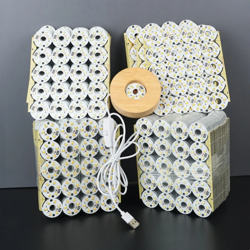 31mm/50mm Round LED Chip With USB Cable DC5V RGB/Warm/Cold White Light Board For Cabinet Table Night Lamps LED Bulb Light Source