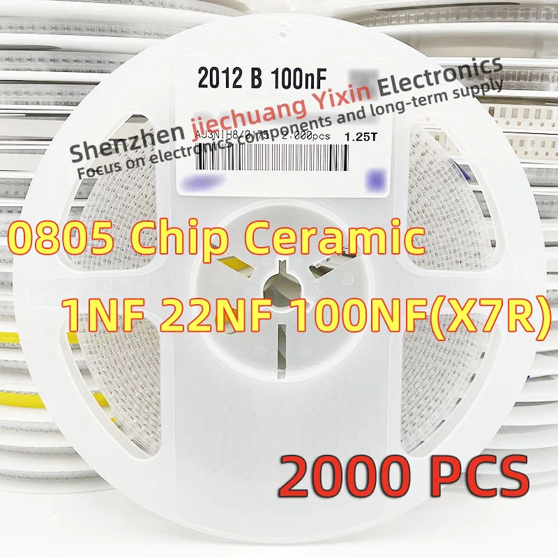 

Chip Ceramic Capacitor 0805 1NF 22NF 100NF 25V 50V 100V 10% accuracy X7R material 2012 Capacitance 2000pcs