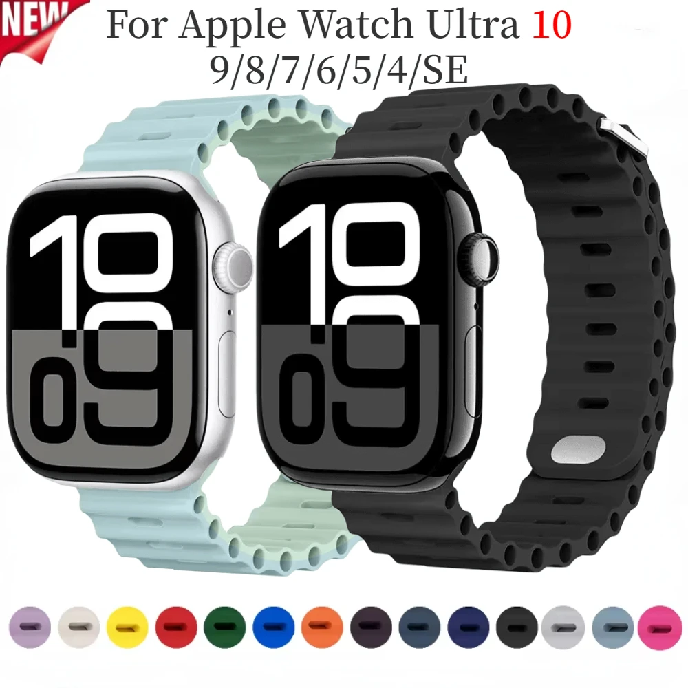 

Soft Silicone Strap for Apple Watch10 46mm 42mm Ultra 49mm 45mm 41mm 44mm 40mm Sport wristband for iWatch 9 8 7 6 5 4 SE 3 Belt