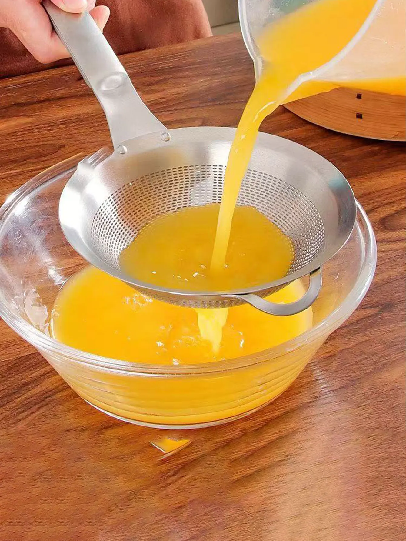 Household 304 Stainless Steel Mesh Strainer Kitchen Ultra-Fine Colander Soy Milk Filter Juice Residue Separator Fine Mesh Flour Sieve 1Pc