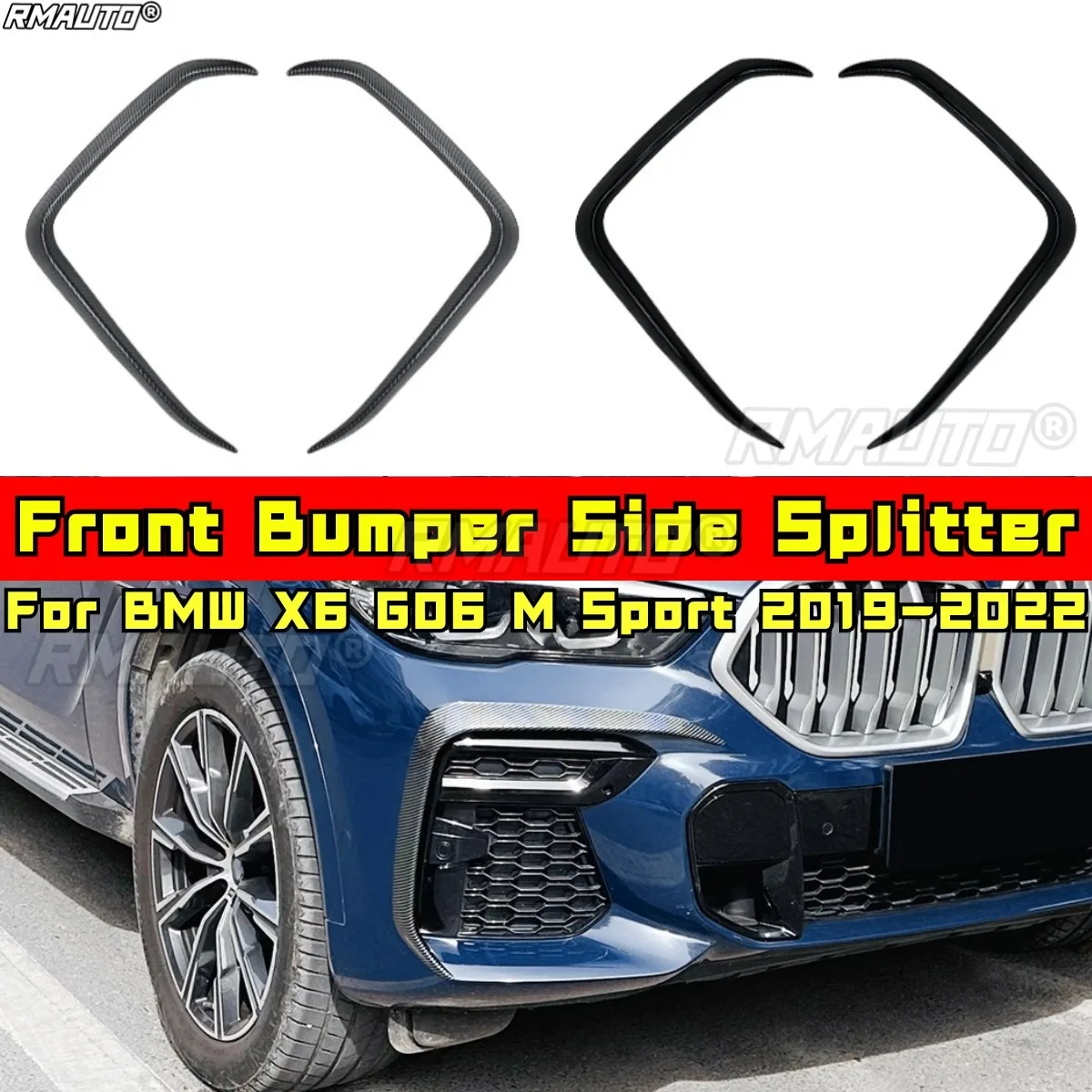 

Wind Knife Spoiler Tuning Air Blade Front Bumper Side Splitter for BMW X6 G06 M Sport 2019-2022 Car Accessories