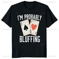Summer Casual Vintage Classic Poker Cotton T-shirt Fashion Men's Funny Shirt Never Give Up on Winning and Losing Streetwear