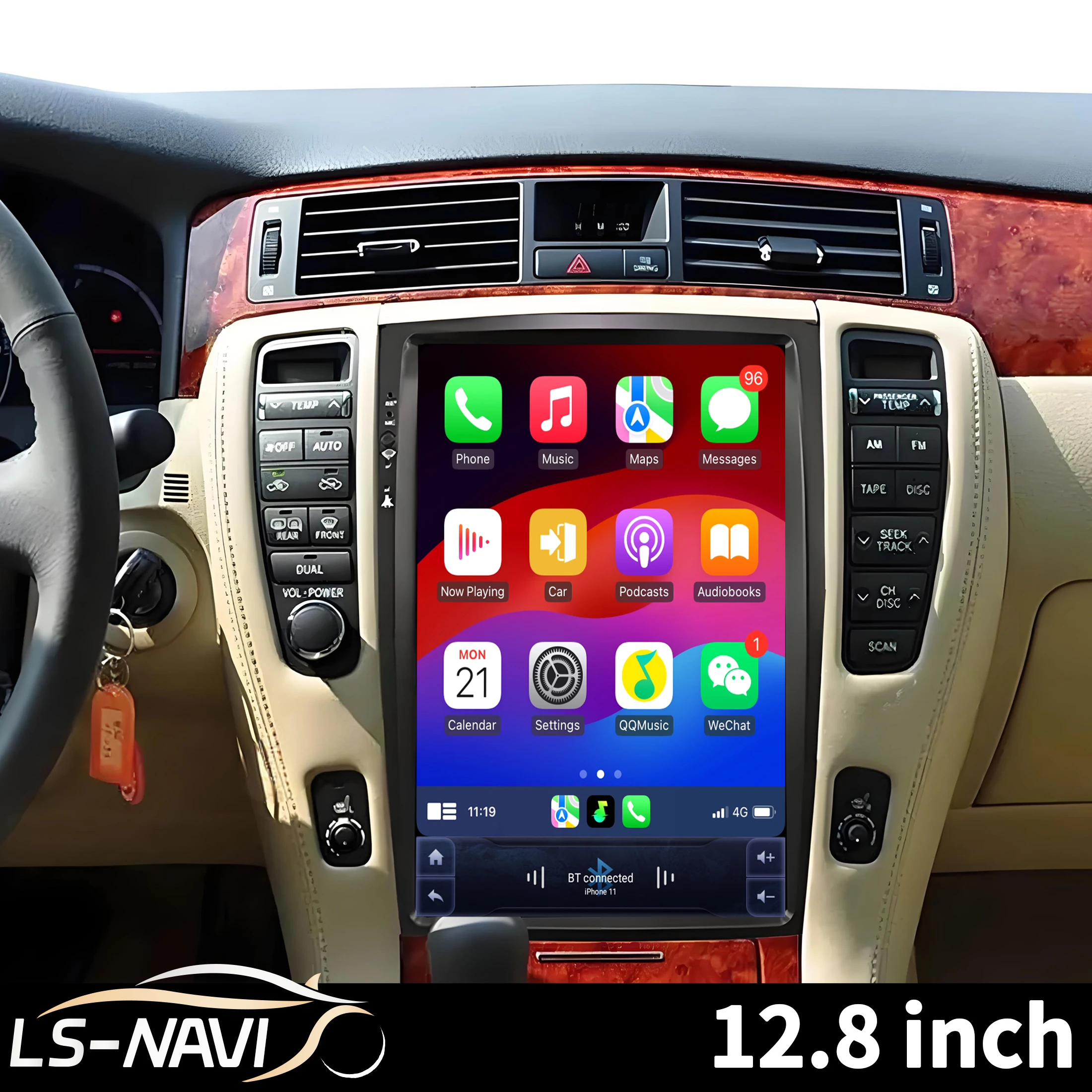 راديو سيارة بشاشة تعمل باللمس 12.8 بوصة لسيارة Toyota Crown GRS182 GRS184 2004-2006 وحدة رأس 4G مع سماعة لاسلكية تعمل بالبلوتوث CarPlay #1