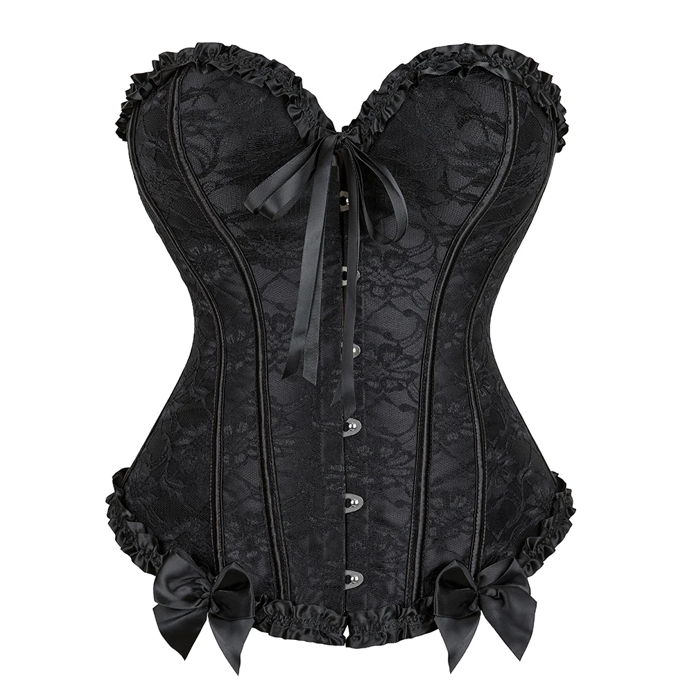 Sexy Corset Overbust Women Corsets Elastic Boned Gothic Bustier Lace Overlay Cosplay Korset Outfit Plus Size Gorset Corselet