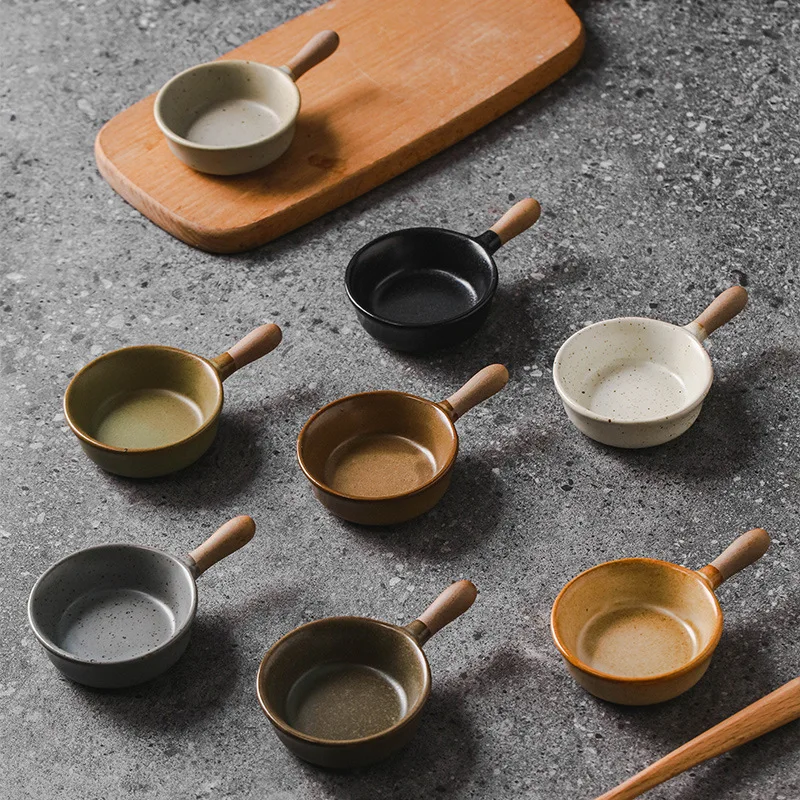 

Japanese Style Coarse Pottery Dipping Dish Ceramic Sauce Plate Sushi Restaurant Snack Plate Home Use Vinegar Dish Set
