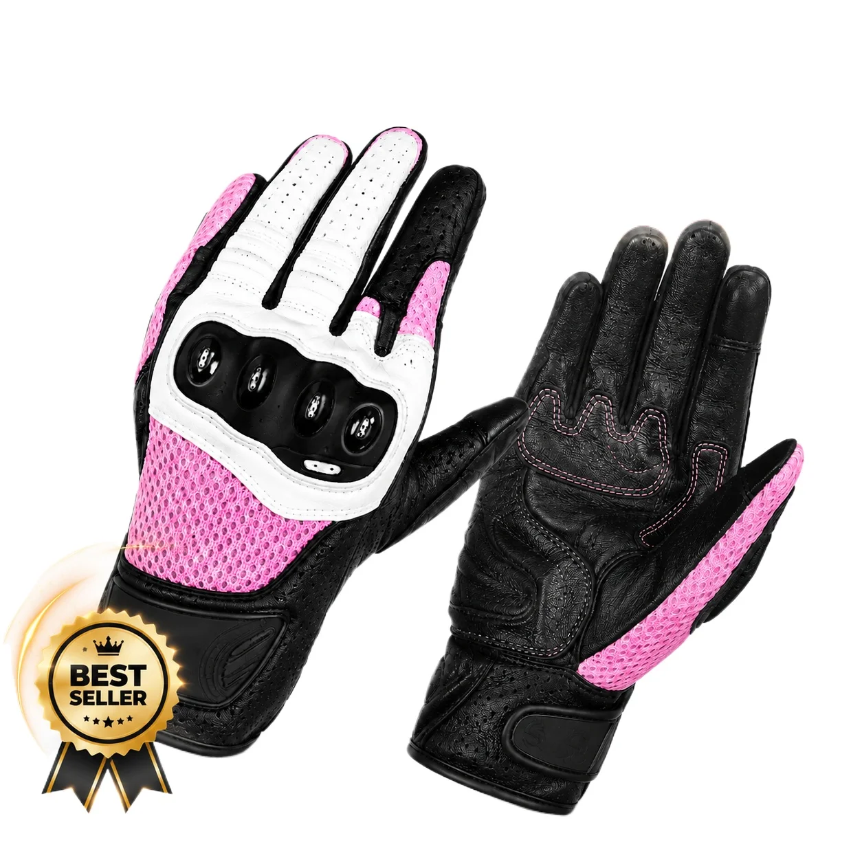 Women's Heated Motorcycle Gloves Sheepskin Touchscreen Winter Riding Gloves 3 Heat Modes Full Finger Thermal Gloves for Moto